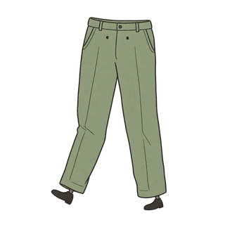 寺院などの服装条件に合わせる長ズボンのイラスト