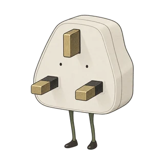 角型3ピンのBFタイプの変換プラグをイメージしたイラスト