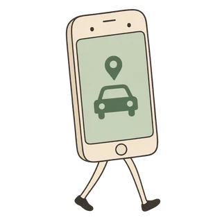 配車アプリを表示するスマートフォンをイメージしたイラスト