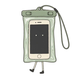 スマートフォン用の防水ケースをイメージしたイラスト